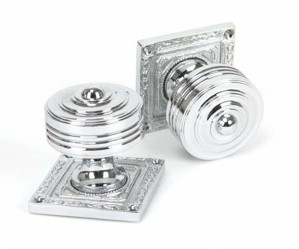 Polished Chrome Tewkesbury Square Mortice Knob Set Image 1