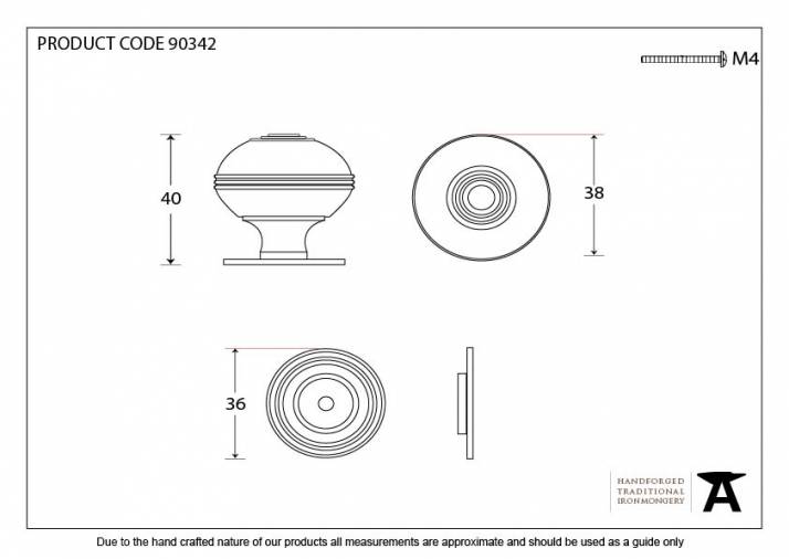 Aged Bronze Prestbury Cabinet Knob 38mm Image 4