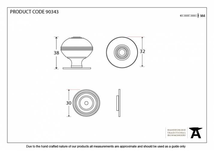 Aged Bronze Prestbury Cabinet Knob 32mm Image 4