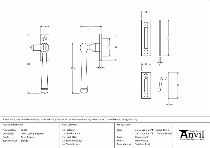 Aged Bronze Locking Avon Fastener Image 5