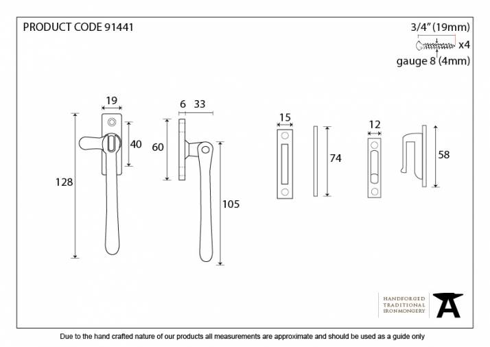 Anvil 91441 Aged Brass Locking Newbury Fastener Image 3