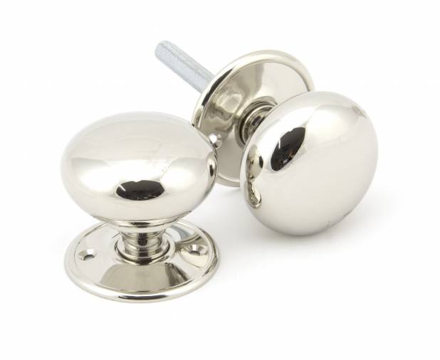 Polished Nickel 57mm Mushroom Mortice/Rim Knob Set Image 1