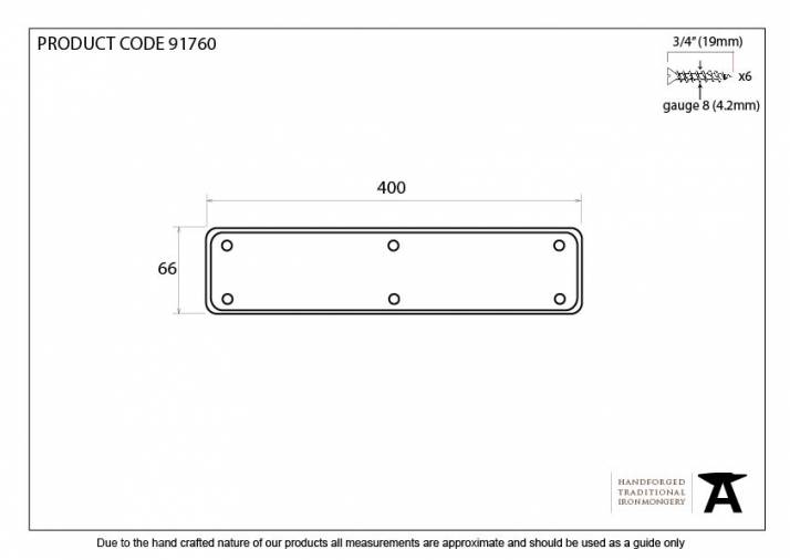 Black 400mm Plain Fingerplate Image 2