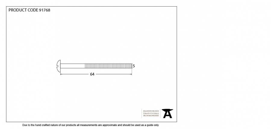 Dark Stainless Steel M5 x 64mm Male Bolt Image 2