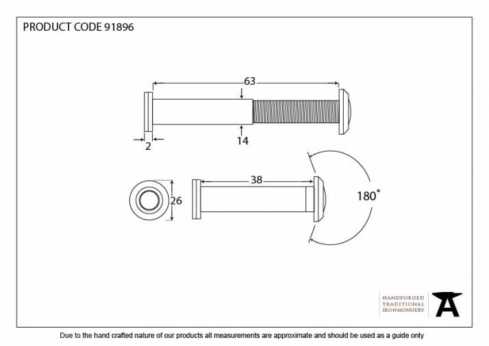 Lacquered Brass Door Viewer 180° (34-56mm Door) Image 2