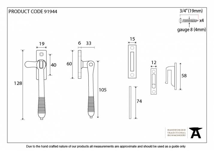 Polished Bronze Locking Reeded Fastener Image 3