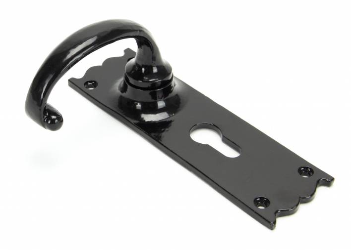 Black Cottage Lever Euro Lock Set Image 3