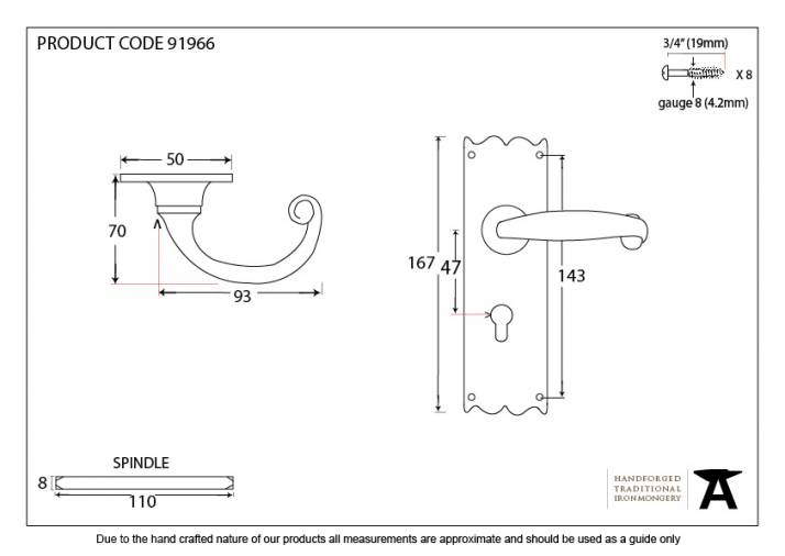 Black Cottage Lever Euro Lock Set Image 5