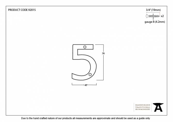 Aged Bronze Numeral 5 Image 2