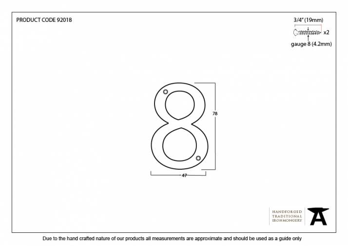 Aged Bronze Numeral 8 Image 2