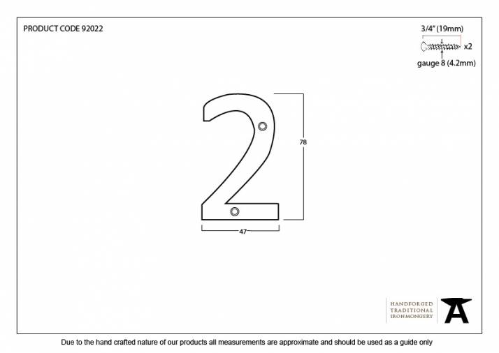 Polished Bronze Numeral 2 Image 2