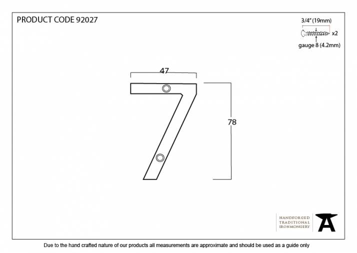 Polished Bronze Numeral 7 Image 2