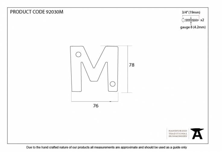 Aged Bronze Letter M Image 2