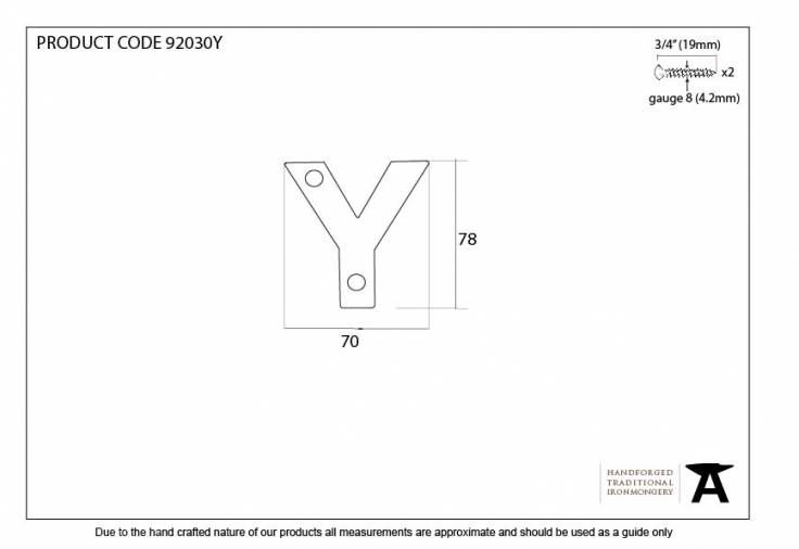 Aged Bronze Letter Y Image 2