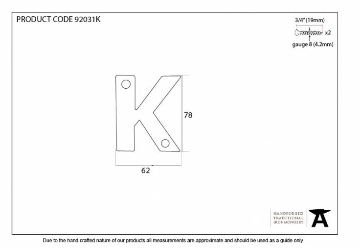 Polished Bronze Letter K Image 2