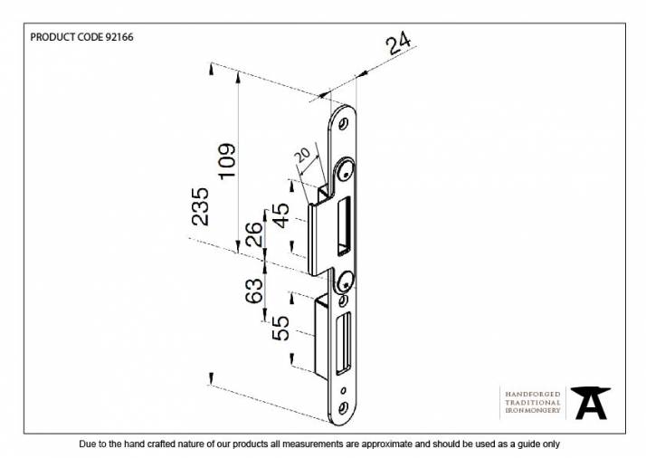 BZP Winkhaus Centre Latch Keep RH 56mm Door Image 2